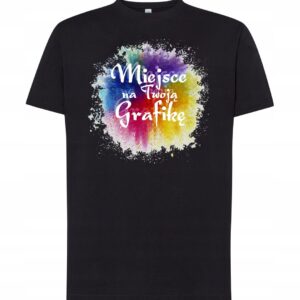 Koszulka Męska XL T-shirt Z Własnym Nadrukiem Logo Napis Tekst Czarna DTF